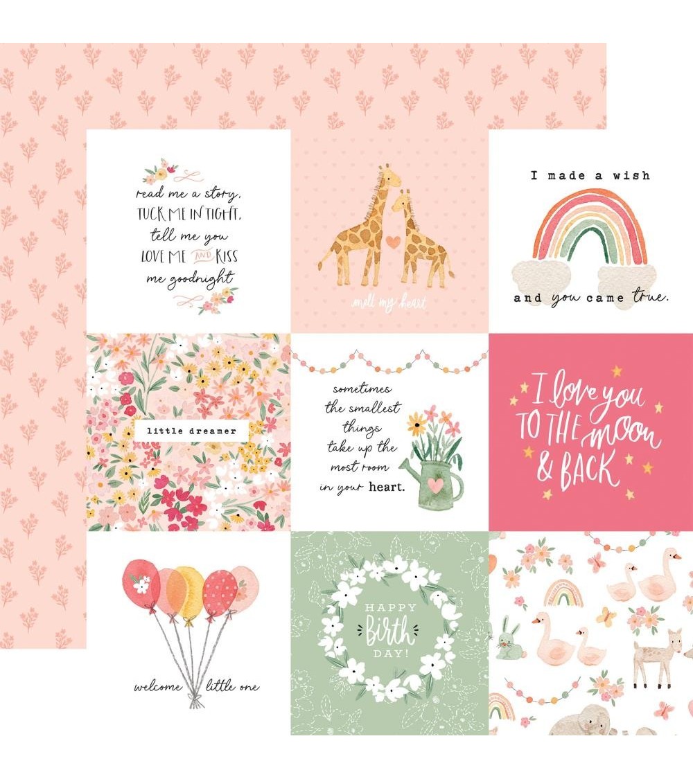 Echo Park Welcome Baby Girl 4x4 Journaling Cards