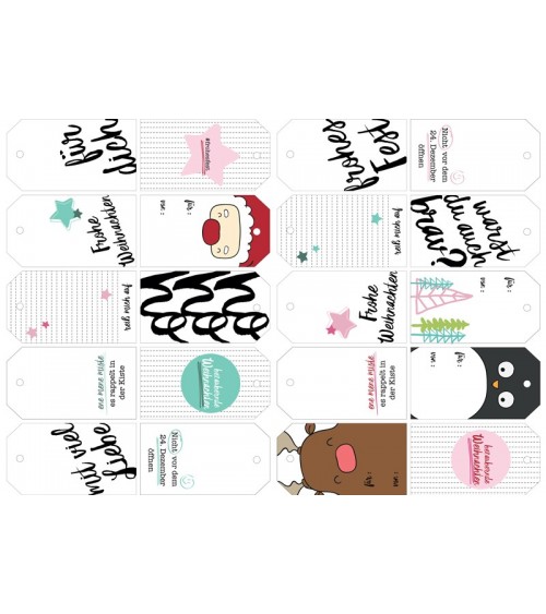 Printables  weihnachtliche Geschenkanhänger (2 Seiten A4)